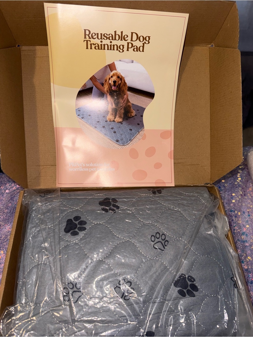 Reusable Gray Paw-Print Dog Training Pad - Absorbent and Washable-4 pack
